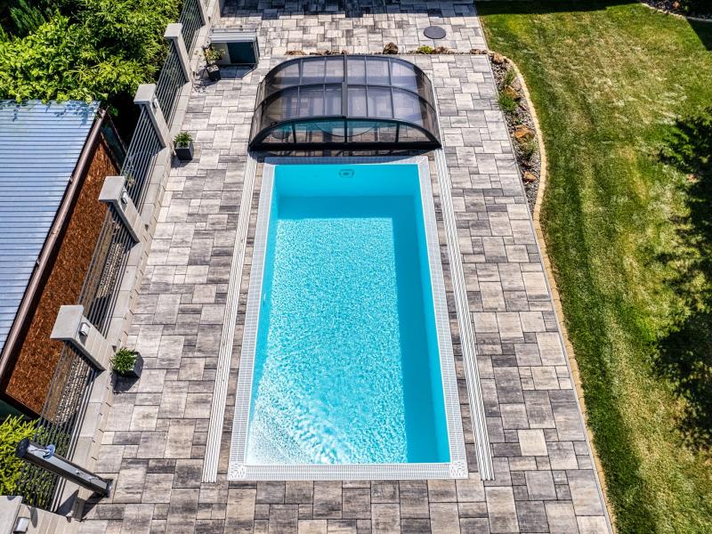Albixon Pool-Überdachung Dallas Clear A, Anthrazit mit klarem Polycarbonat - Image 3