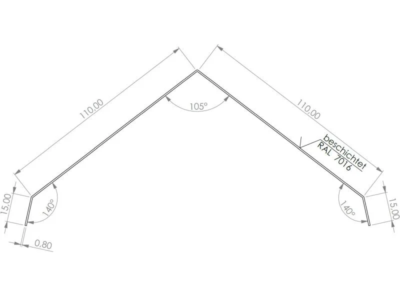 Aluminium Firstabdeckung Typ 6 200 cm - 5 Stück