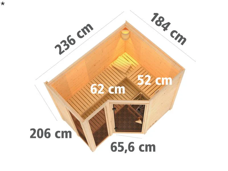 Amara - Karibu Sauna inkl. 9-kW-Bioofen - ohne Dachkranz - - Image 3