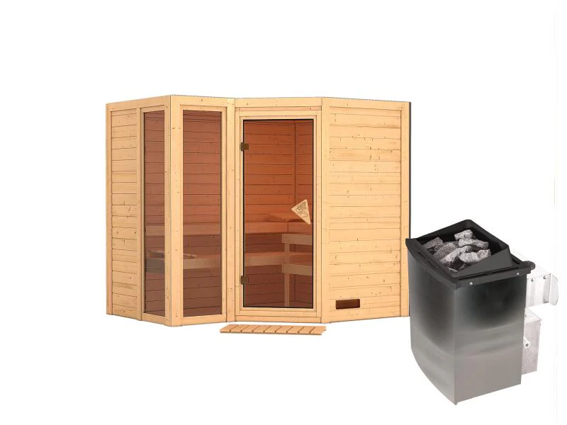 Amara - Karibu Sauna inkl. 9-kW-Ofen - ohne Dachkranz - - Image 2