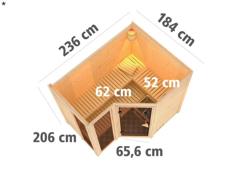 Amara - Karibu Sauna inkl. 9-kW-Ofen - ohne Dachkranz - - Image 3