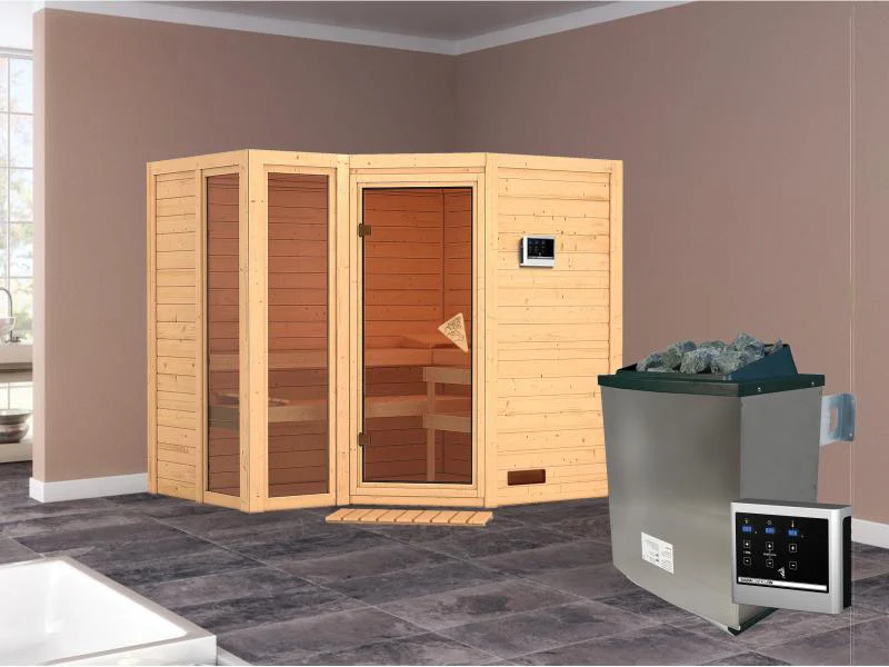 Amara - Karibu Sauna inkl. 9-kW-Ofen - ohne Dachkranz - - Image 2