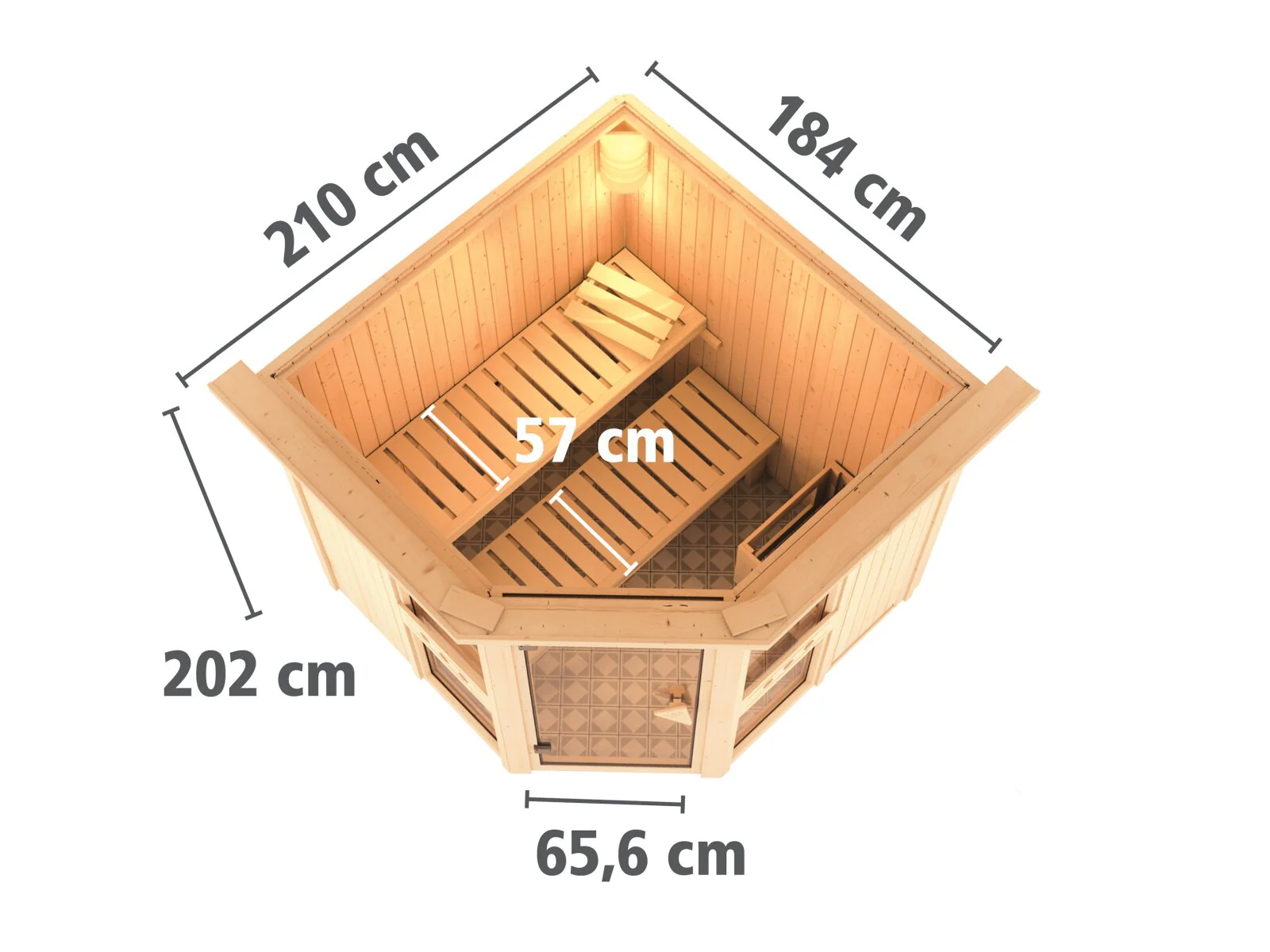 Amelia 1 - Karibu Sauna, inkl. 9 kW Bioofen ext. Steuerung Wifi HUUM - mit Dachkranz - - Image 2