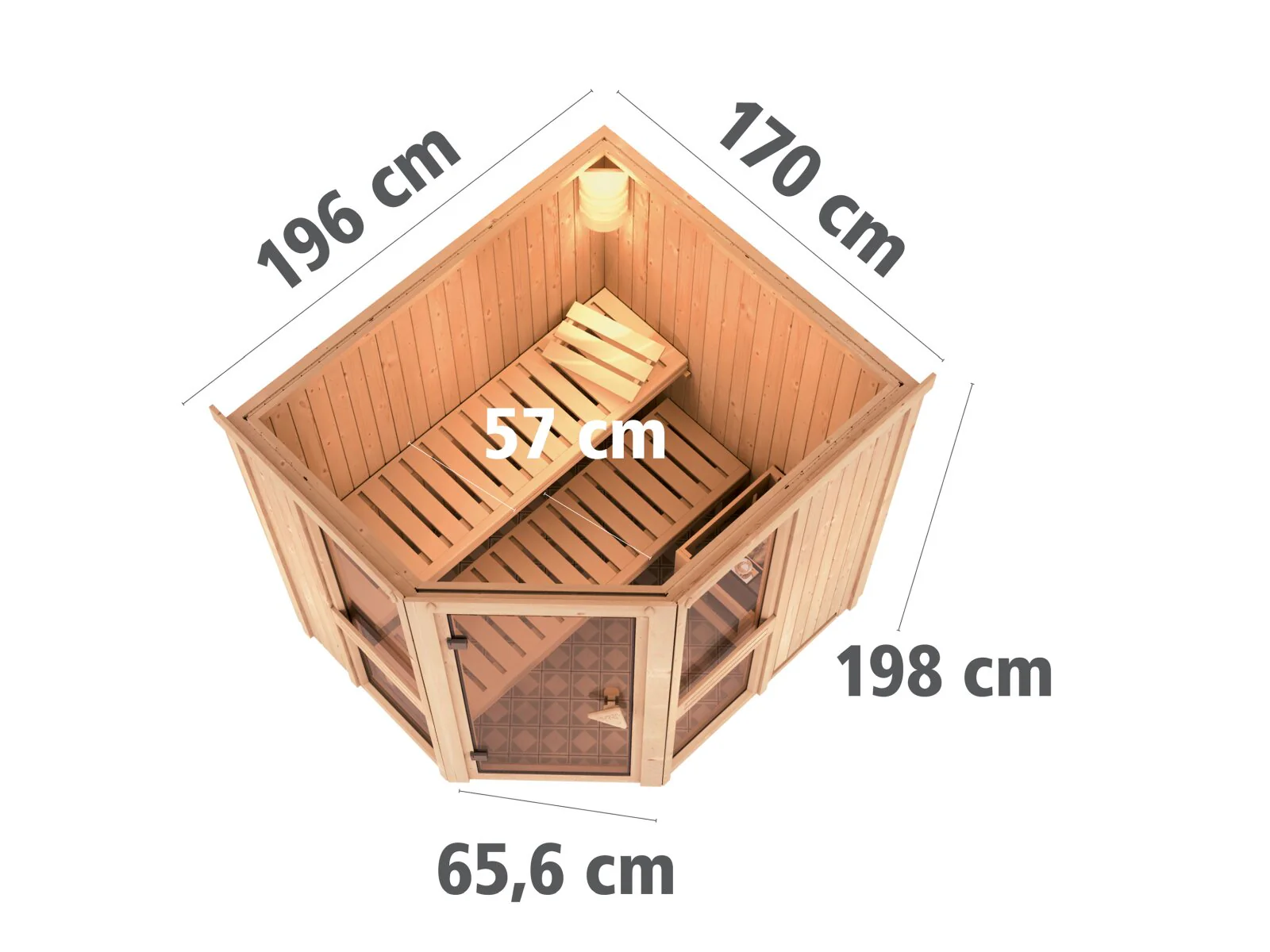 Amelia 1 - Karibu Sauna inkl. 9 kW Bioofen ext. Steuerung Wifi HUUM - ohne Dachkranz - - Image 2
