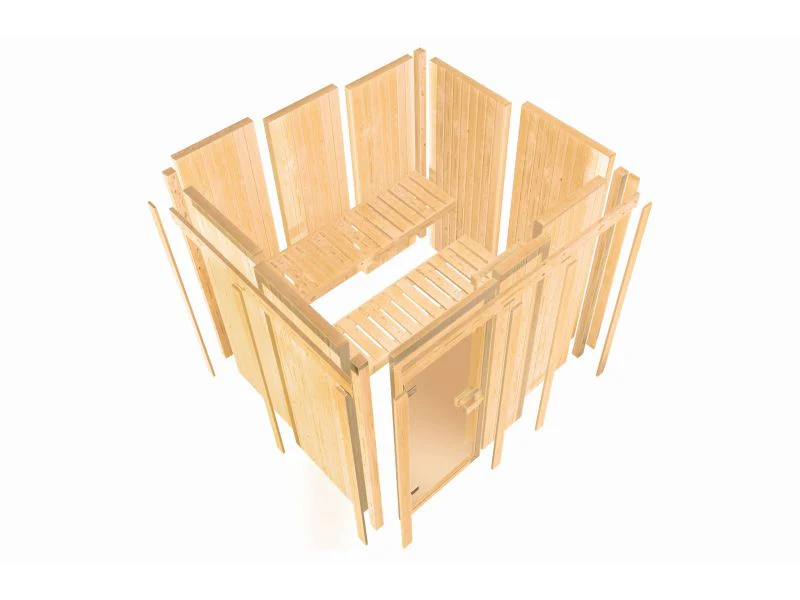 Amelia 2 - Karibu Sauna, inkl. 9 kW Ofen ext. Steuerung - mit Dachkranz - - Image 16
