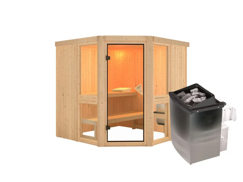 Amelia 2 - Karibu Sauna, inkl. 9 kW Ofen integr. Steuerung - Image 3