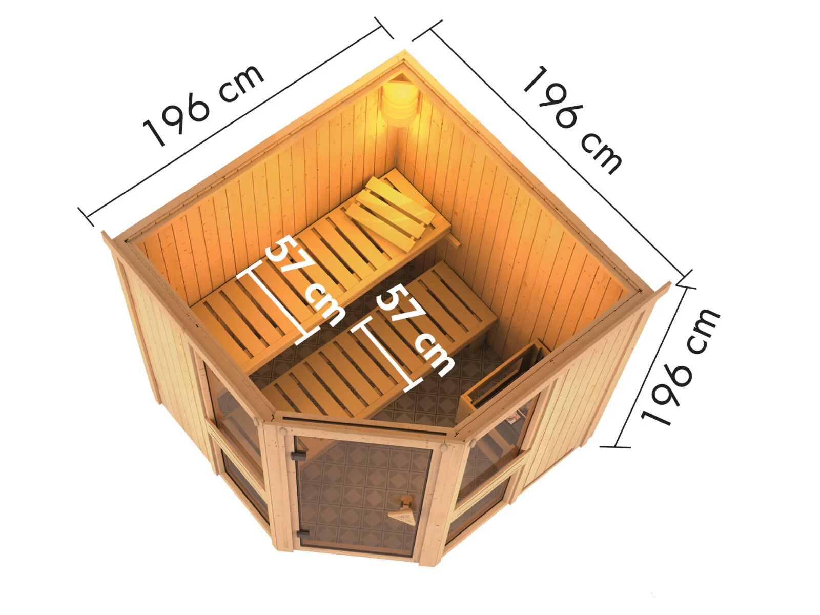 Amelia 2 - Karibu Sauna, inkl. 9 kW Ofen mit ext. Steuerung Wifi HUUM - ohne Dachkranz - - Image 2