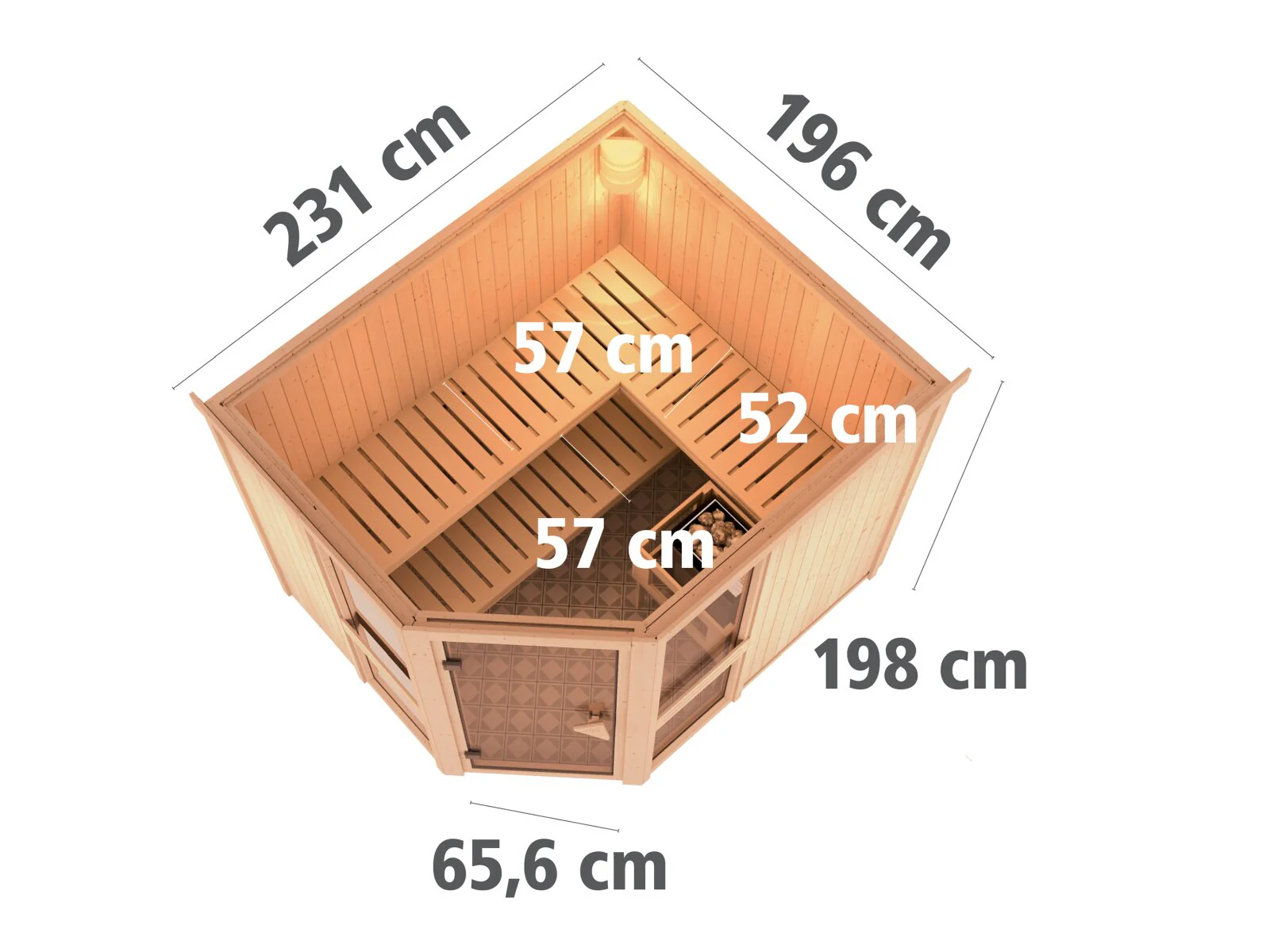 Amelia 3 - Karibu Sauna inkl. 9 kW Bioofen ext. Steuerung Wifi HUUM - ohne Dachkranz - - Image 2