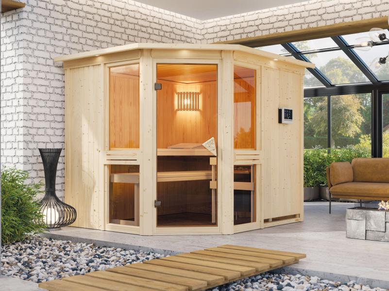 Amelia 3 - Karibu Sauna inkl. 9-kW-Ofen - mit Dachkranz - - Image 4