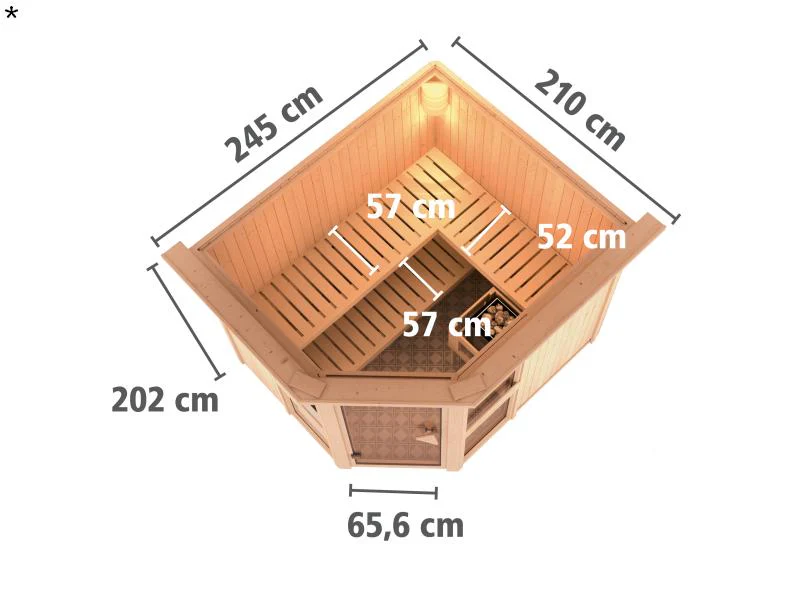 Amelia 3 - Karibu Sauna ohne Ofen - mit Dachkranz - - Image 3