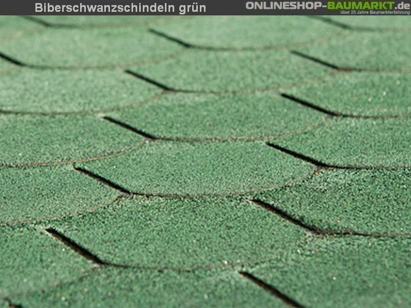Bitumen-Dachschindeln Biberschwanz grün 14 Pakete