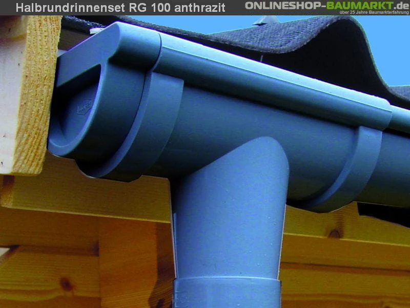 Dachrinnen Set RG 100 anthrazit 600 cm zweiseitig