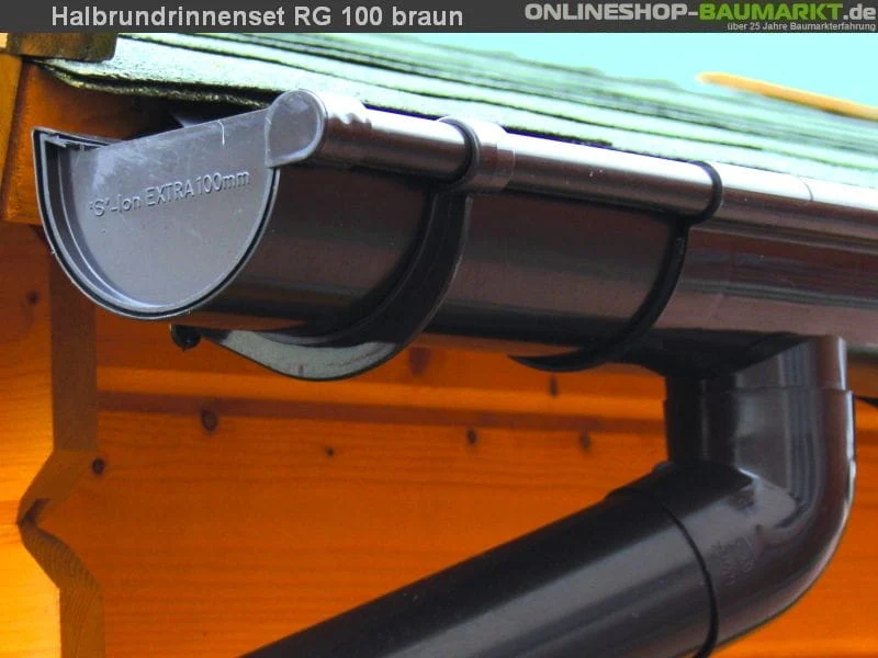 Dachrinnen Set RG 100 braun 4 x 300 cm Walmdach
