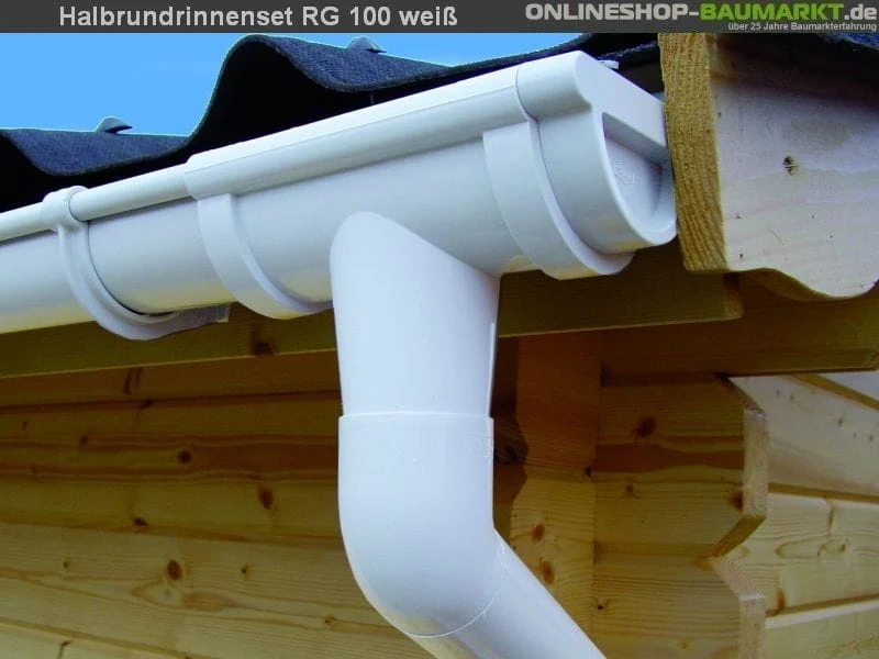 Dachrinnen Set RG 100 weiß 600 cm Carport