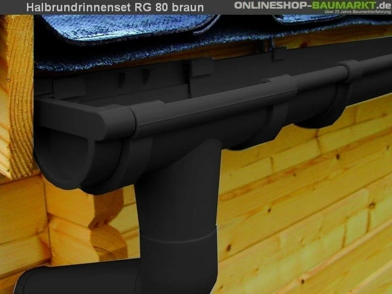 Dachrinnen Set RG 80 braun 550 cm zweiseitig