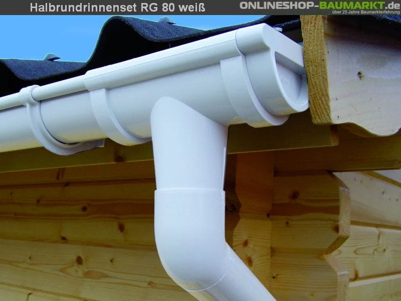 Dachrinnen Set RG 80 weiß 4 x 400 cm Walmdach