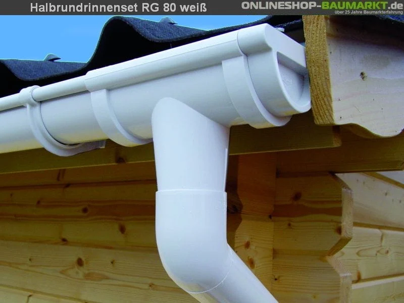 Dachrinnen Set RG 80 weiß 450 cm Pultdach