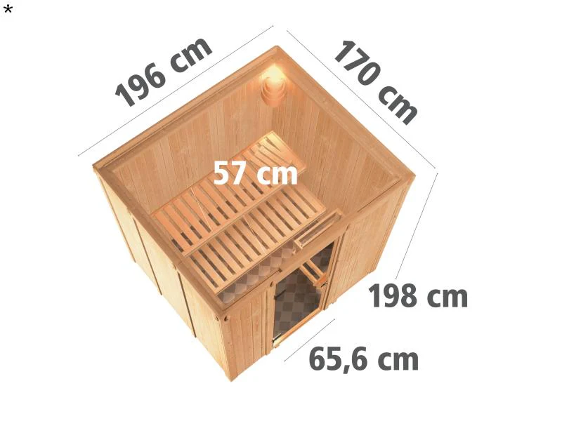 Daria - Karibu Sauna Plug & Play inkl. 3,6 kW-Ofen - ohne Dachkranz - - Image 3