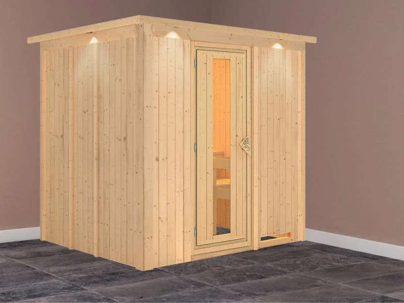 Daria - Karibu Sauna Plug & Play ohne Ofen - mit Dachkranz - Energiespartür - Image 2
