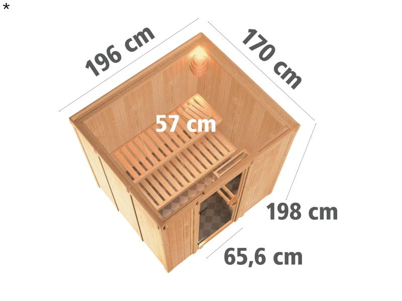 Daria - Karibu Sauna Plug & Play ohne Ofen - ohne Dachkranz - Energiespartür - Image 3