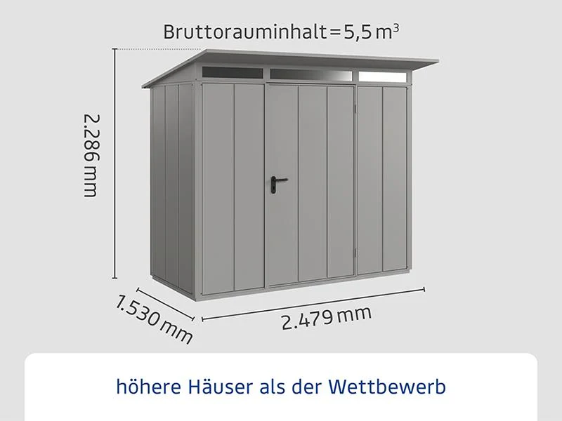 Ecostar Gerätehaus Elegant-P,Typ 1, Grau Aluminum, 1 flg - Image 2