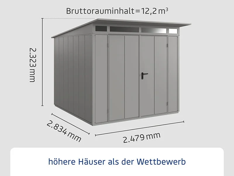 Ecostar Gerätehaus Elegant-P,Typ 2, Grau Aluminum, 2 flg - Image 2