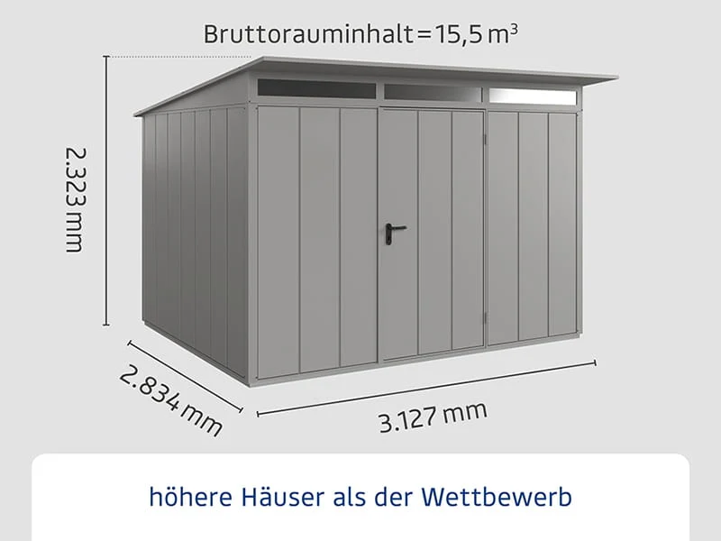 Ecostar Gerätehaus Elegant-P,Typ 3, Grau Aluminum, 1 flg - Image 2