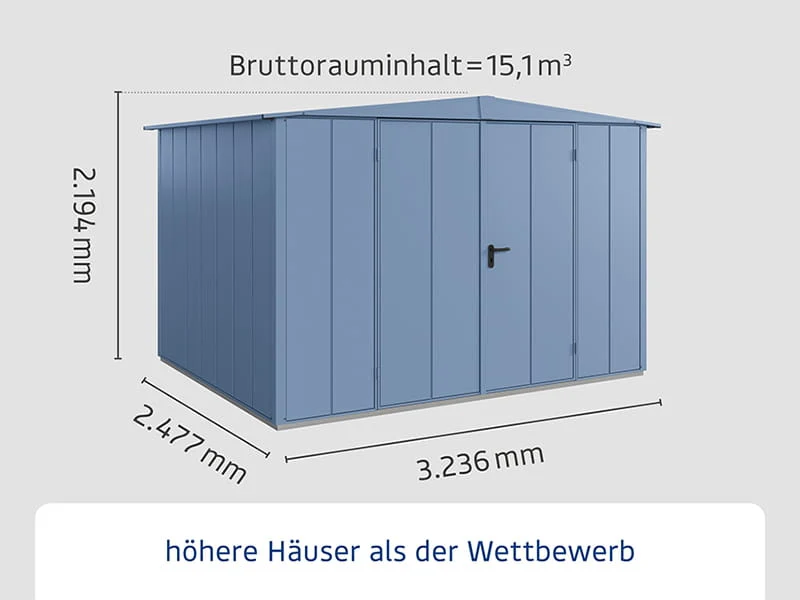 Ecostar Gerätehaus Elegant-S,Typ 3, Taubenblau, 2 flg - Image 2
