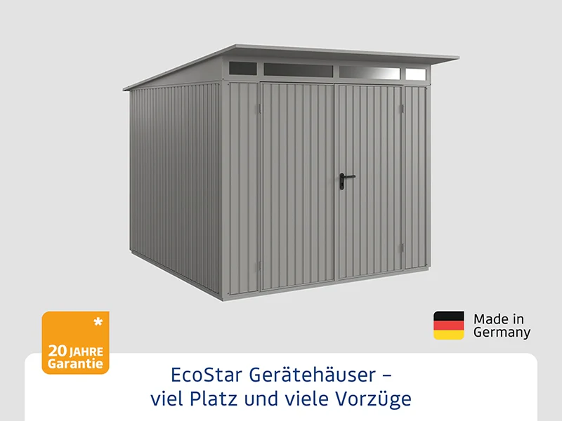 Ecostar Gerätehaus Trend-P,Typ 2, Grau Aluminum, 2 flg - Image 3