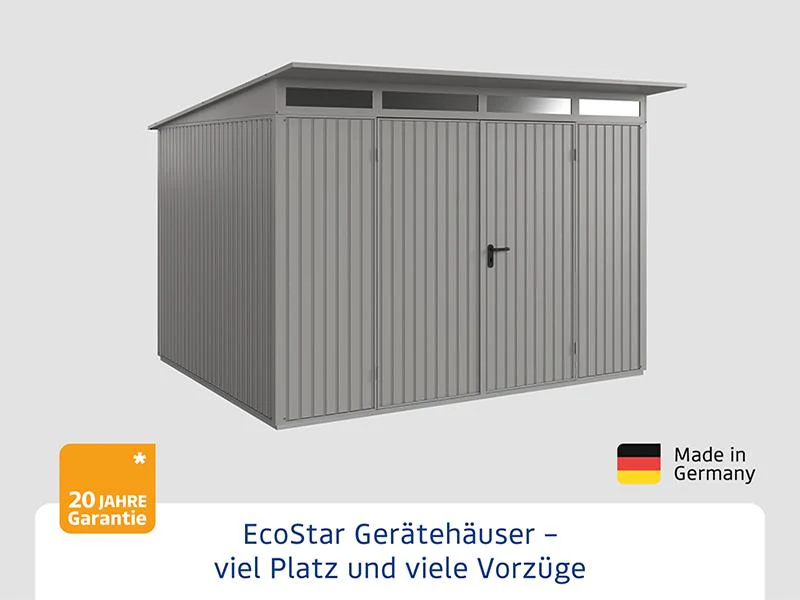 Ecostar Gerätehaus Trend-P,Typ 3, Grau Aluminum, 2 flg - Image 3