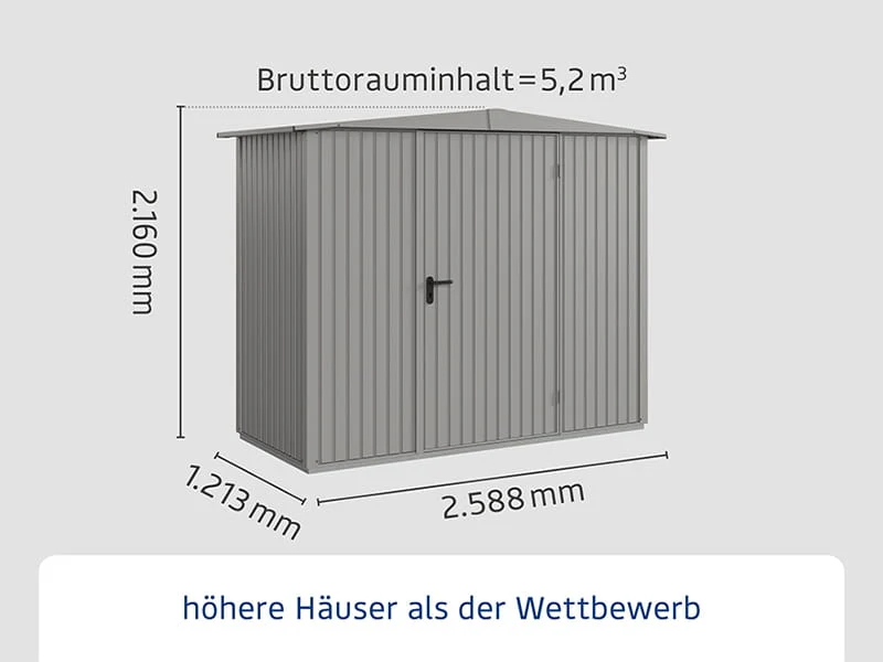 Ecostar Gerätehaus Trend-S,Typ 1, Grau Aluminum, 1 flg - Image 3