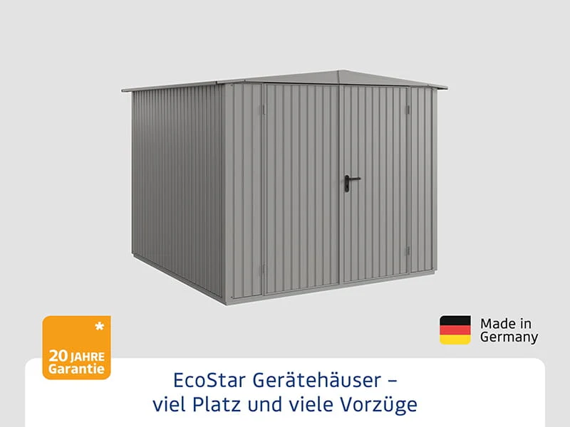 Ecostar Gerätehaus Trend-S,Typ 2, Grau Aluminum, 2 flg - Image 4