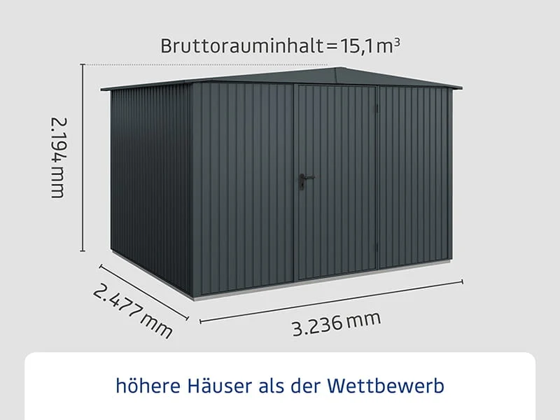 Ecostar Gerätehaus Trend-S,Typ 3, Anthrazitgrau, 1 flg - Image 2