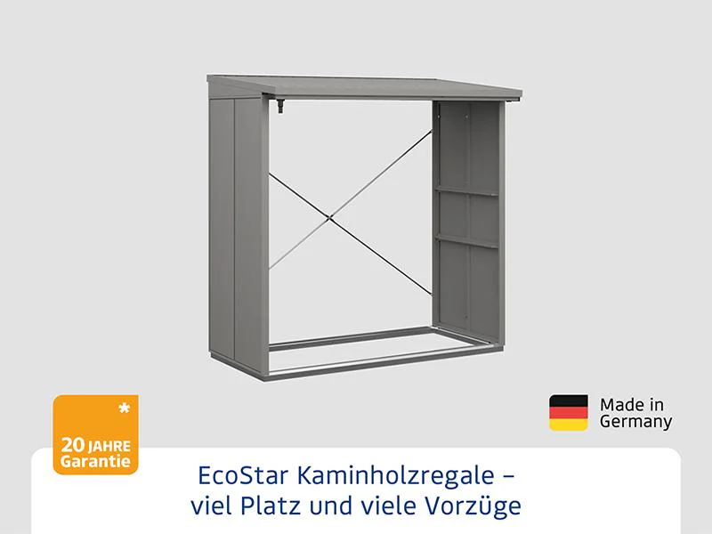 EcoStar Kaminholzregal ,ELEGANT-V,TYP2, Grau Aluminum - Image 3