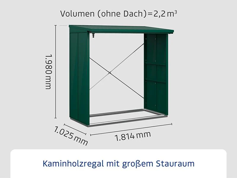 EcoStar Kaminholzregal ,ELEGANT-V,TYP2, Moosgrün - Image 2