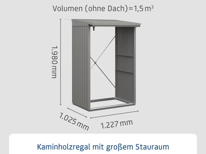 EcoStar Kaminholzregal ,TREND-V,TYP1, Grau Aluminum - Image 3