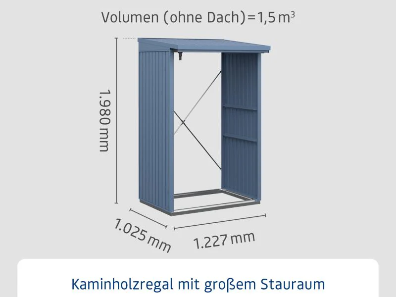 EcoStar Kaminholzregal ,TREND-V, TYP1, Taubenblau - Image 3