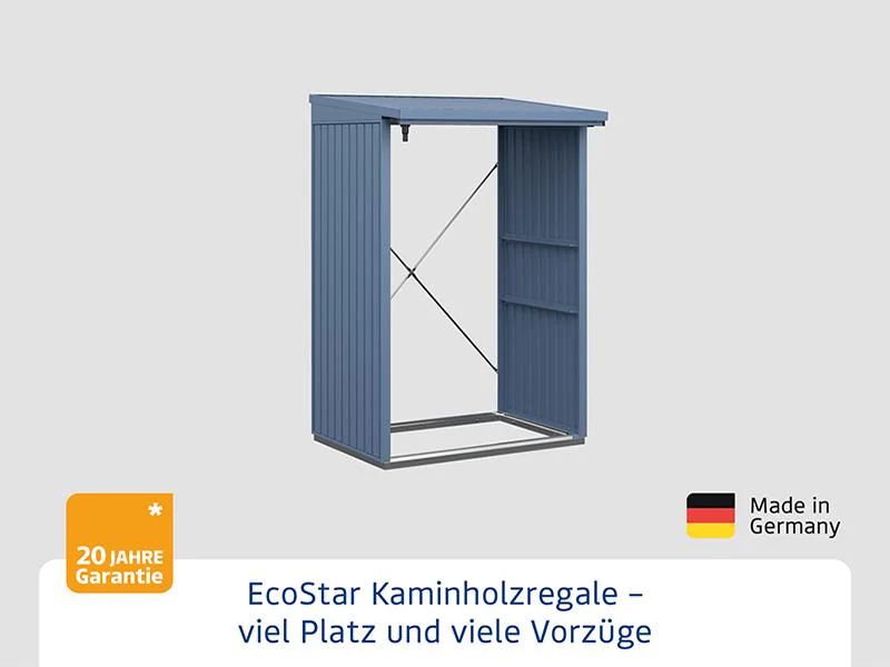 EcoStar Kaminholzregal ,TREND-V, TYP1, Taubenblau - Image 4