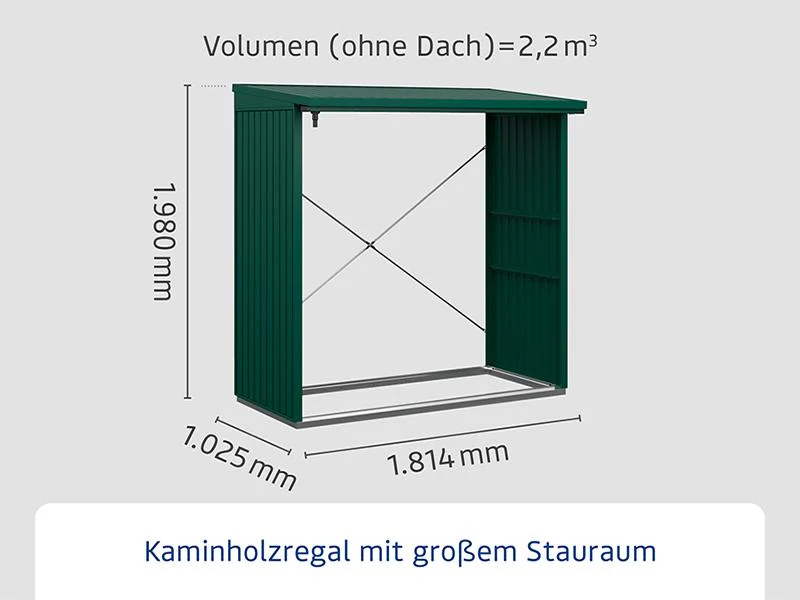 EcoStar Kaminholzregal ,TREND-V,TYP2, Moosgrün - Image 3