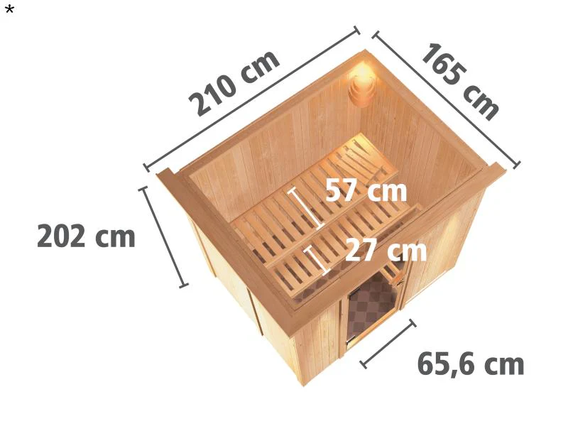 Fanja - Karibu Sauna Plug & Play inkl. 3,6 kW-Bioofen - mit Dachkranz - - Image 3