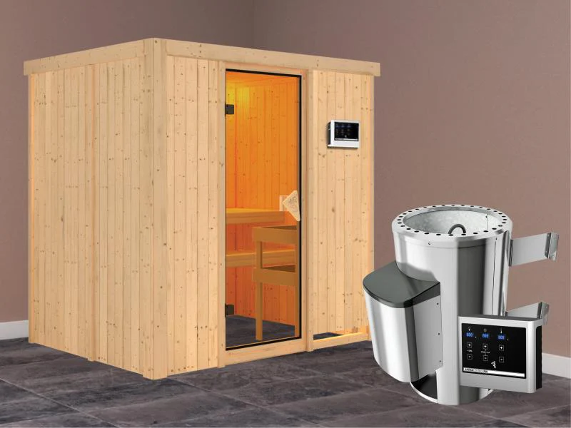 Fanja - Karibu Sauna Plug & Play inkl. 3,6 kW-Ofen - ohne Dachkranz - - Image 2