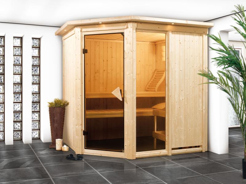 Fiona 1 - Karibu Sauna inkl. 9-kW-Ofen - mit Dachkranz - - Image 4