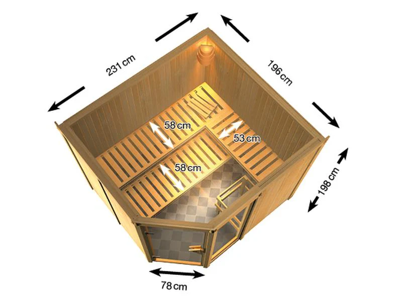 Fiona 3 - Karibu Sauna inkl. 9-kW-Ofen - ohne Dachkranz - - Image 3