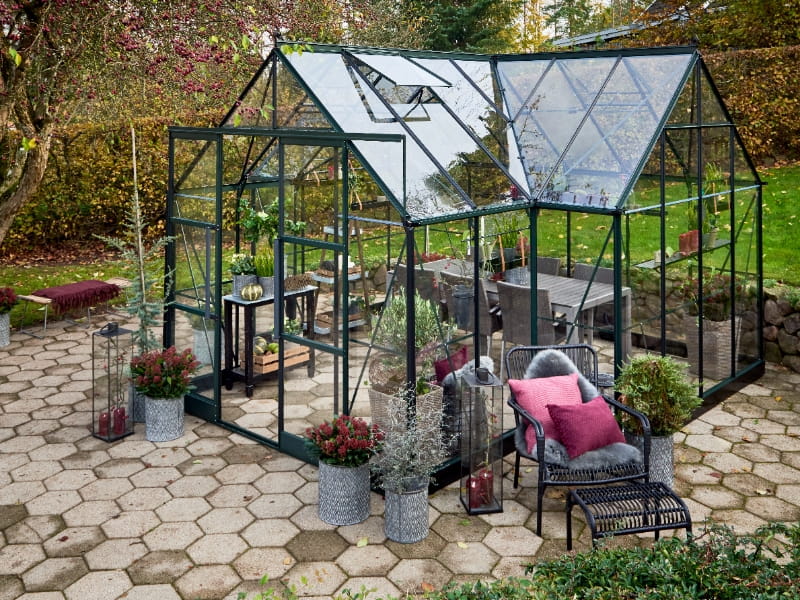 Halls Gewächshaus Garden Room Grün Sicherheitsglas SPARSET inkl. Fundament - Image 2