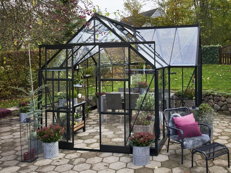 Halls Gewächshaus Garden Room Schwarz Sicherheitsglas - Image 3