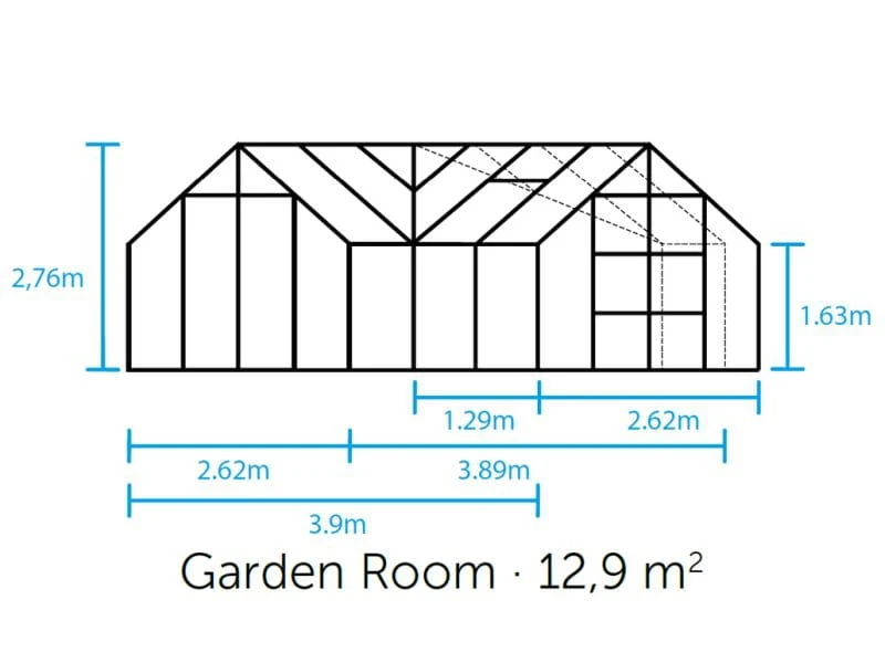Halls Gewächshaus Garden Room Schwarz Sicherheitsglas - SPARSET inkl. Fundament - Image 4