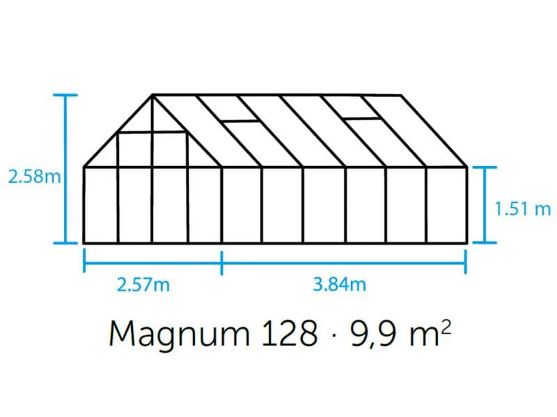 Halls Gewächshaus Magnum 128 Alu Sicherheitsglas - Image 2