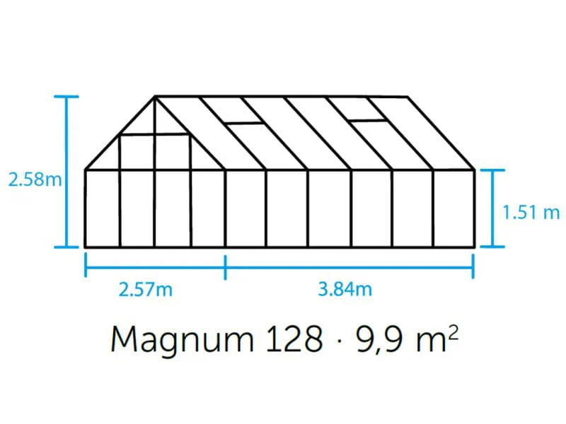 Halls Gewächshaus Magnum 128 Alu Sicherheitsglas - SPARSET inkl. Fundament - Image 2