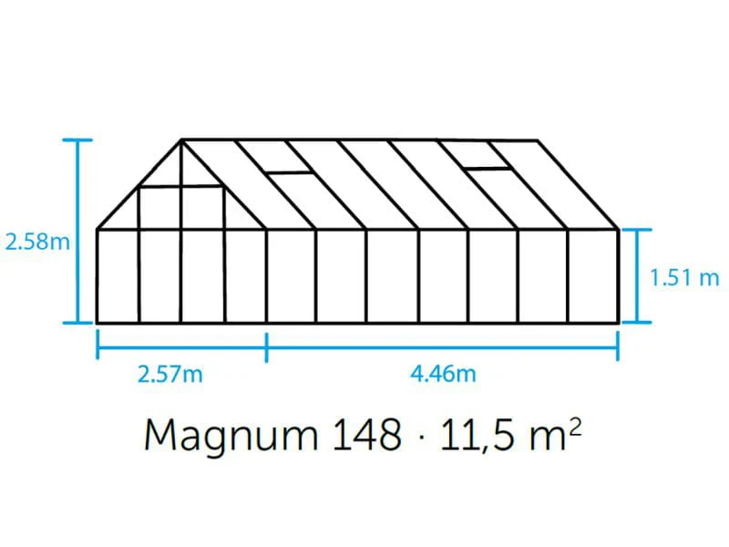 Halls Gewächshaus Magnum 148 Alu Sicherheitsglas, SPARSET inkl. Fundament - Image 5
