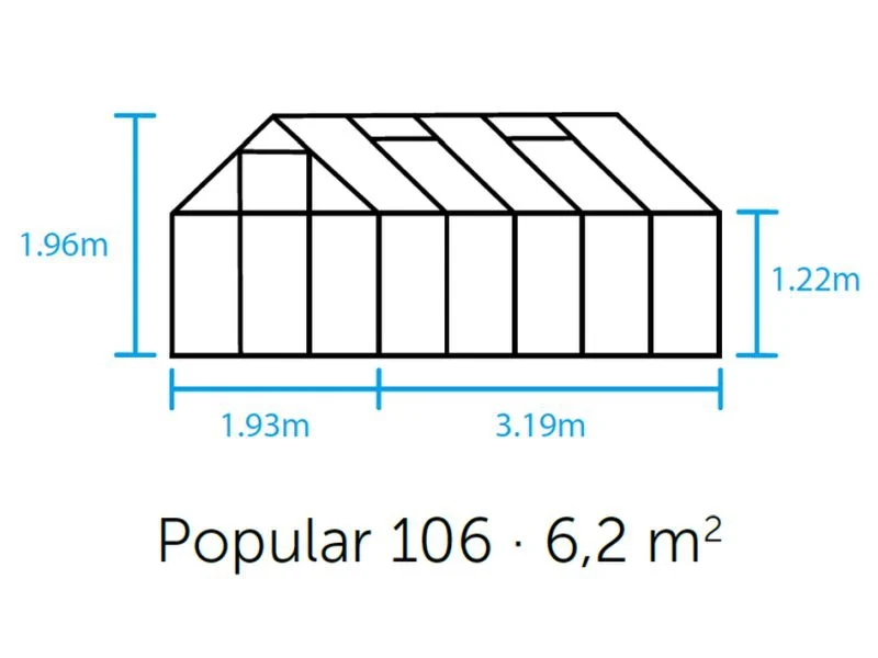 Halls Gewächshaus Popular 106 Alu Blankglas - SPARSET inkl. Fundament - Image 3